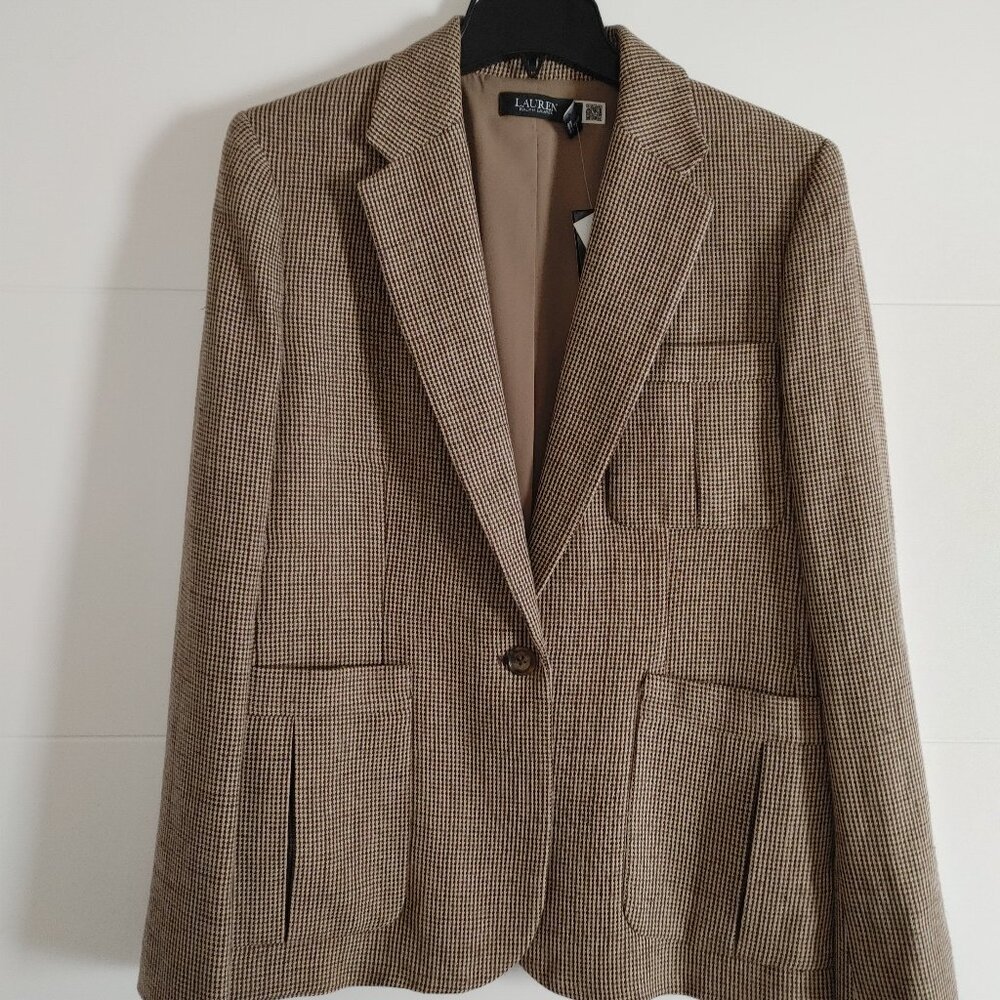 Ralph Lauren Tan Houndstooth Blazer